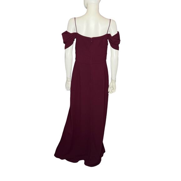 Sachin & Babi Brittany Stretch Crepe Cold-Shoulder Gown Deep Wine Women’s Sz 10 - Picture 6 of 9